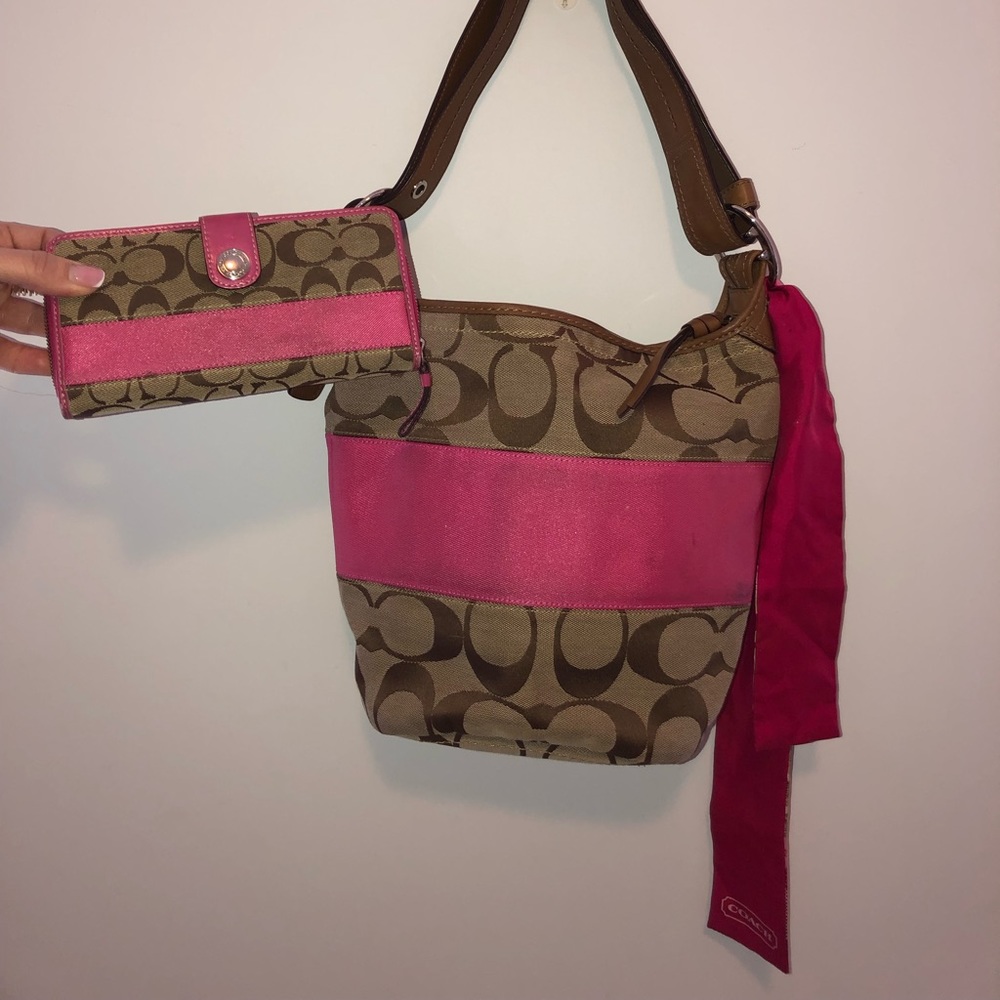 Pink Coach purse and matching wallet